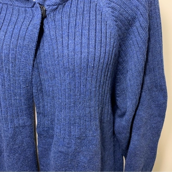 NWT Raffi Blue Hooded Cardigan Sweater Extra Fine Merino Wool Relax Minimalist S - Picture 4 of 14